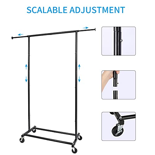 Black Rolling Clothing Garment Rack with Lockable Wheels H51512