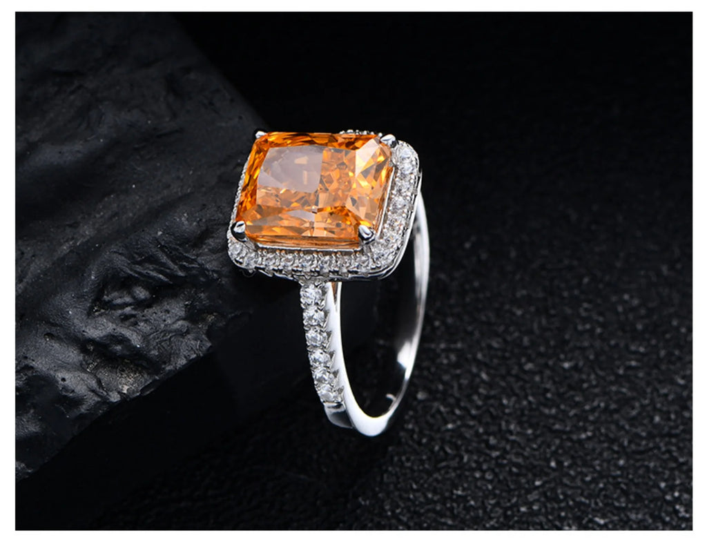 Radiant Cut 8*10mm Zircon Engagement Rings S925 Sterling Silver G63763