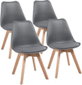 Dark Gray PU Side Chair with Beech Wood Legs, 4Pcs H717422