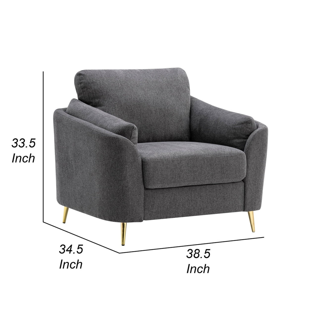 Dark Gray Polyester Accent Chair with Gold Metal Legs M140