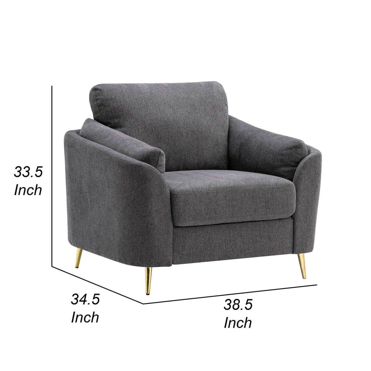 Dark Gray Polyester Accent Chair with Gold Metal Legs M140