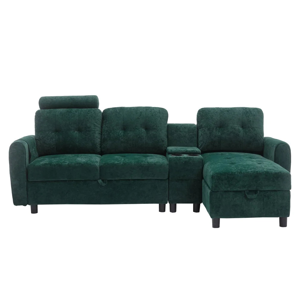 3-Seater Sectional Sofa with Storage and Cup Holders B819