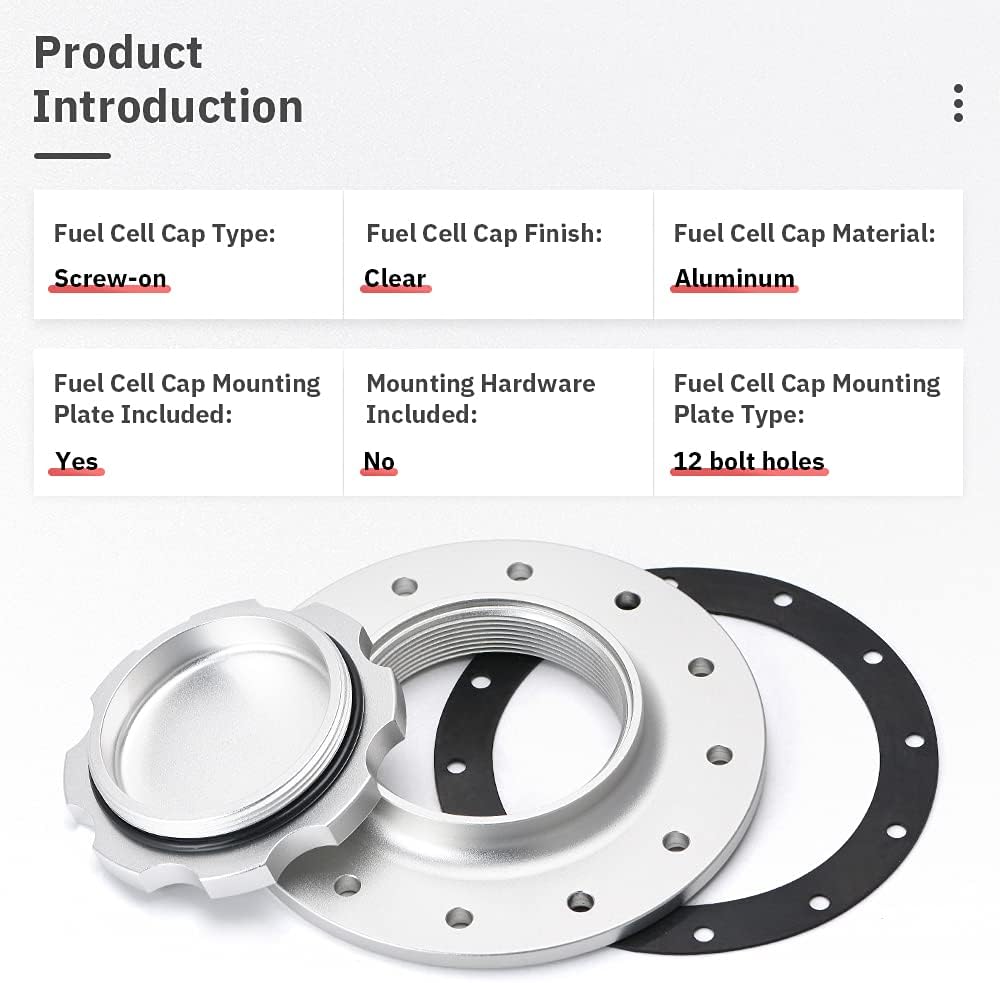 Billet Aluminum Fuel Cell Gas Cap with 12 Hole Cell Bung and Gasket Pack of 2 K52746