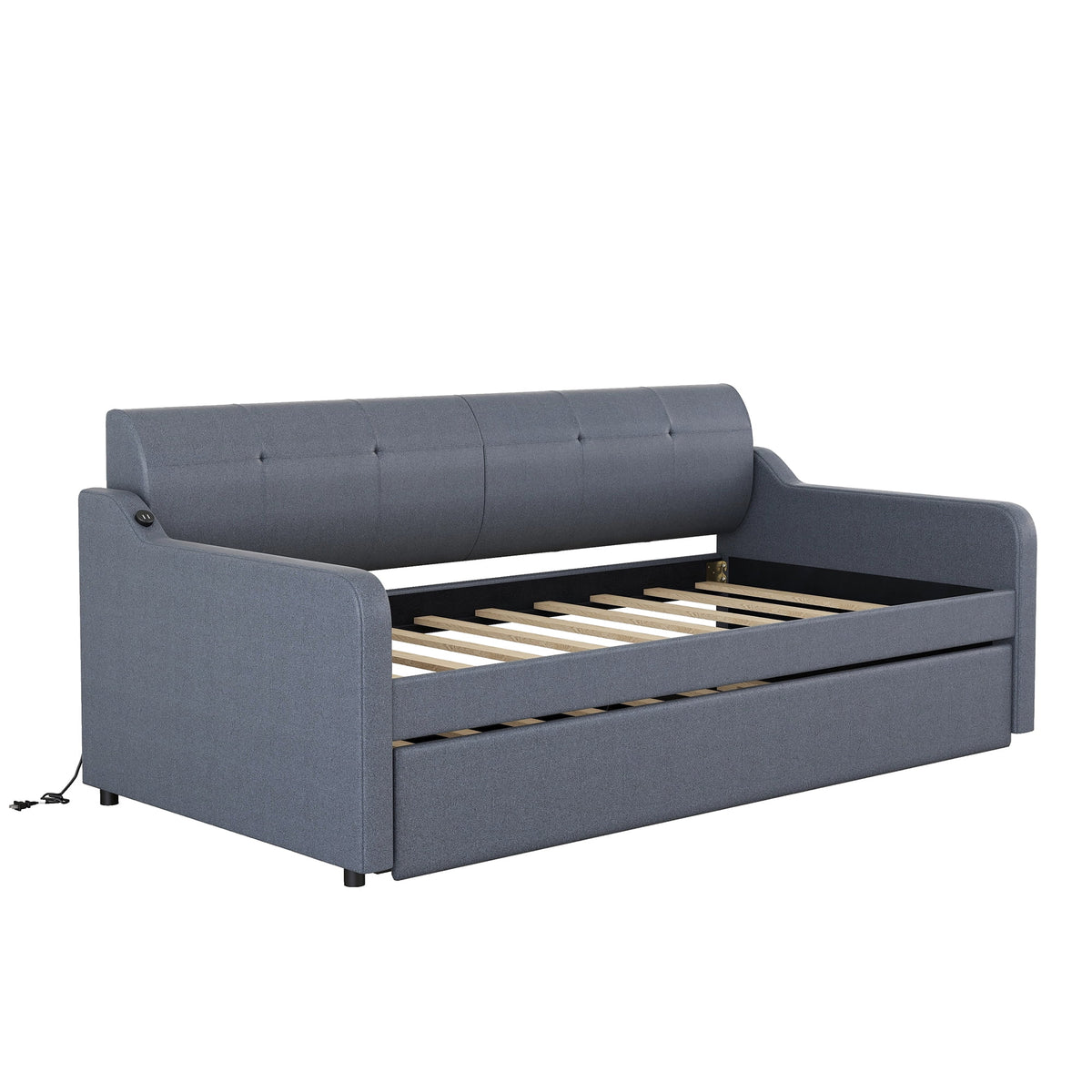 Gray Twin Size Upholstery DayBed with Trundle U323047