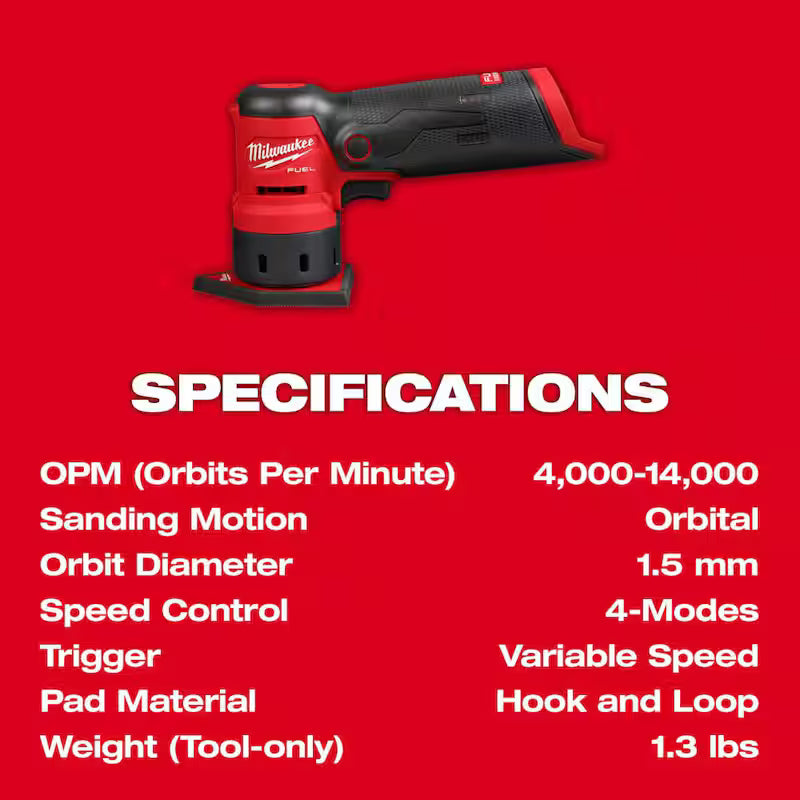 12V Cordless Orbital Detail Sander with Sanding Sheets & Sponge Pad A1601