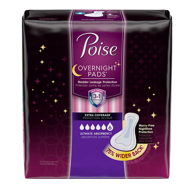 Poise Overnight Incontinence Pads, Ultimate Absorbency, Extra Coverage, Case F974185
