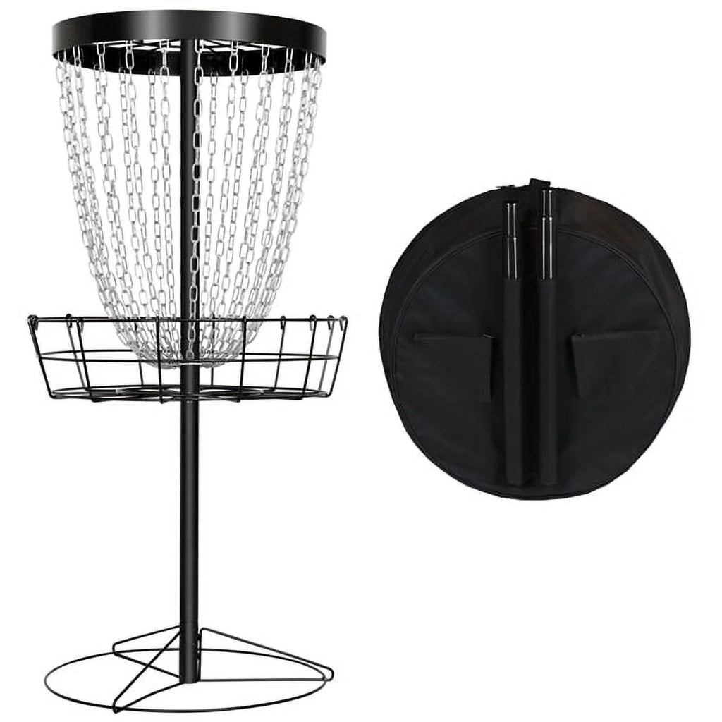 Black Disc Golf Goal with Carrying Bag and 3 Discs W621913