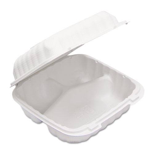 Microwavable Hinged Lid Containers 3 Compartment Black Q763