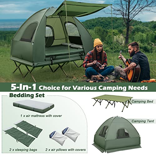 Tent Cot with Air Mattress, 2 Sleeping Bags, Carry Bag & Foot Pump J404421