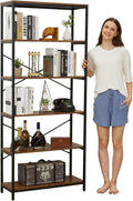 6 Tier Black Metal Bookcase B494