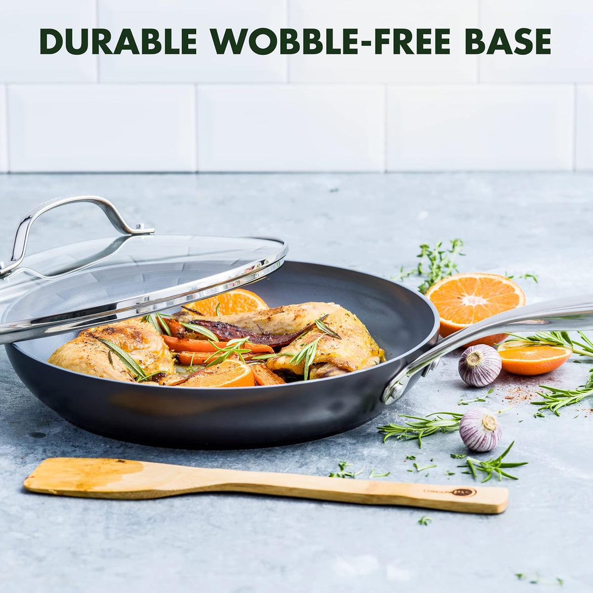 Gray Hard Anodized Ceramic Nonstick 10" Frying Pan with Lid A180