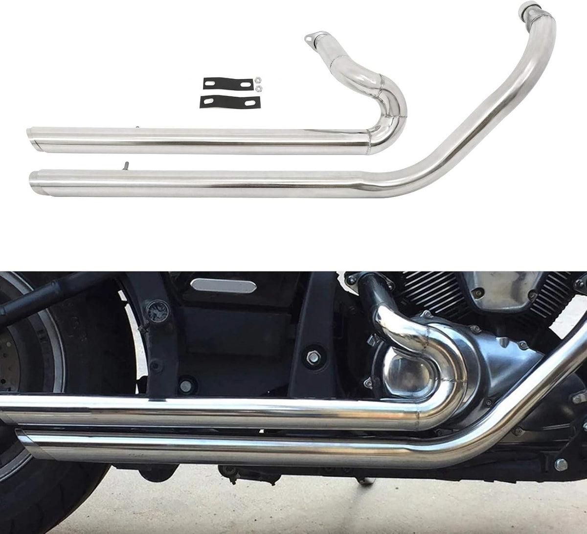 Chrome Full Exhaust Pipe with Silencer Mufflers X301770