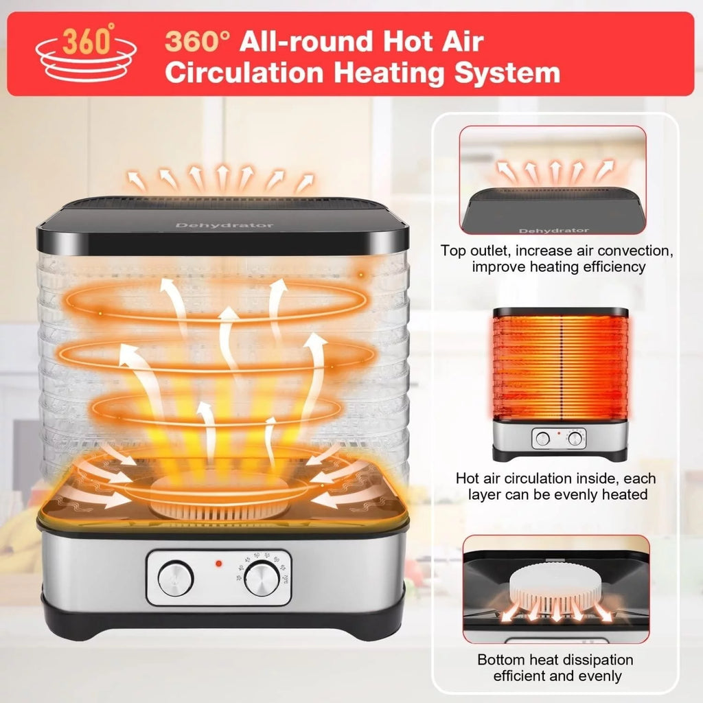 8 Trays 400 Watts Adjustable Temperature Food Dehydrator M833