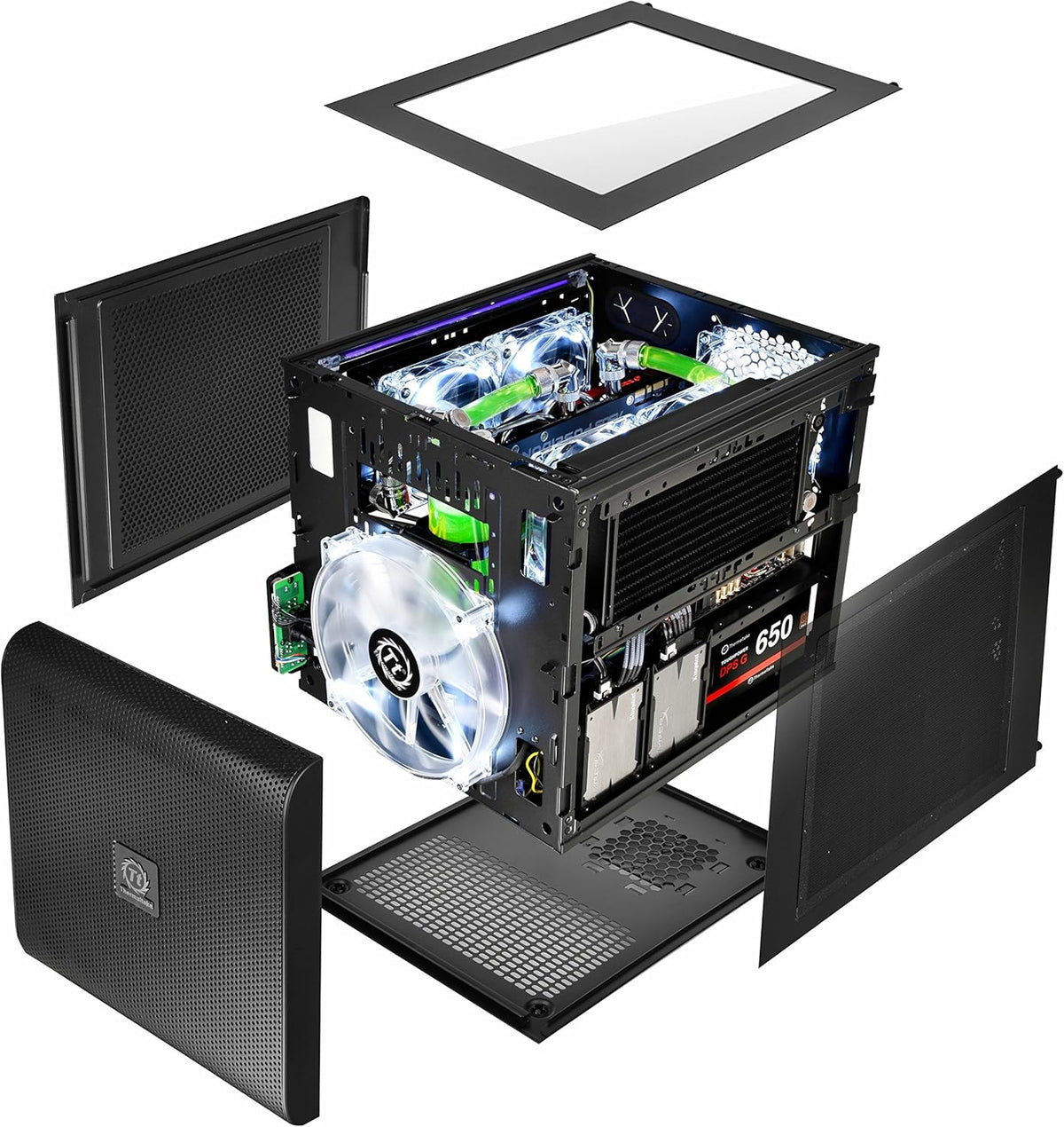 Black SPCC Micro ATX Mini ITX Cube Computer Case with 200mm Front Fan A2941