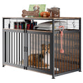 41" Wooden Dog Crate with Storage Side End Table J967246