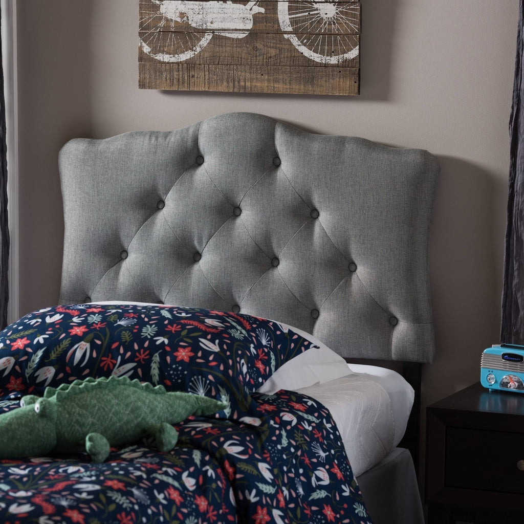 Full Size Grey Fabric Upholstered Headboard W5347