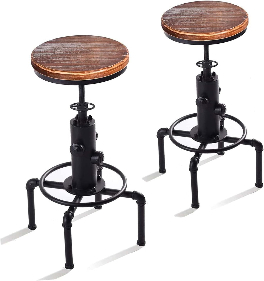 Black Adjustable Swivel Bar Stools Set of 2 X83792