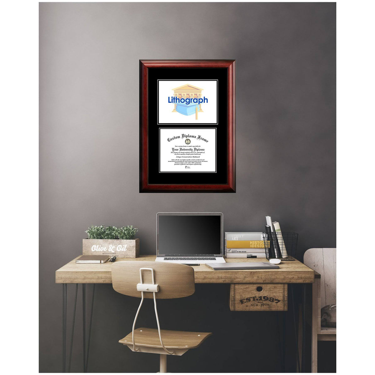 14 x 11 in. Satin Mahogany Diploma Frame S30360
