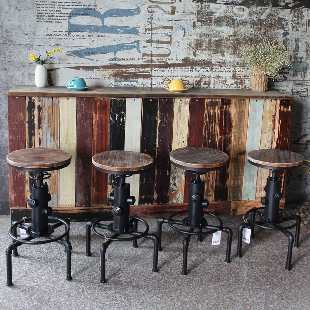Black Adjustable Swivel Bar Stools Set of 2 X83792