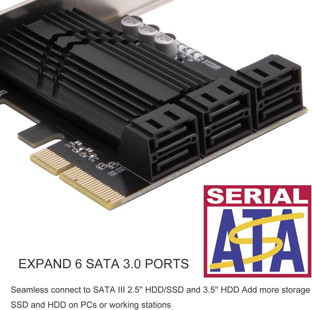 6 Port PCIe x4 SATA 3.0 Expansion Card with 6 SATA Cables R526