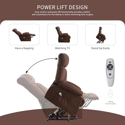 Oversized Blue Fabric Electric Power Lift Recliner Chair with Massage and Heat D199