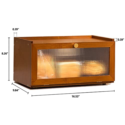 Large Farmhouse Bamboo Bread Box with Window F2464