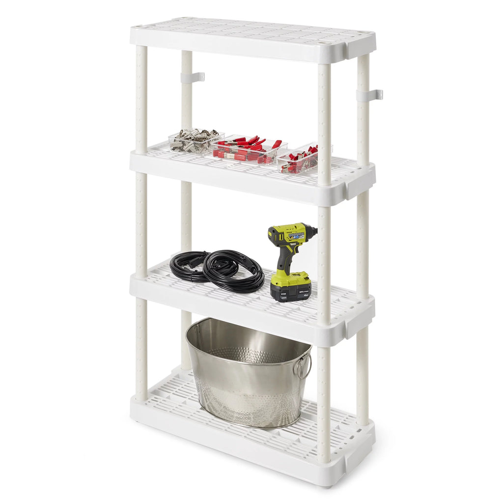 White 4 Shelf Adjustable Height Storage Unit (2 Pack) R681014