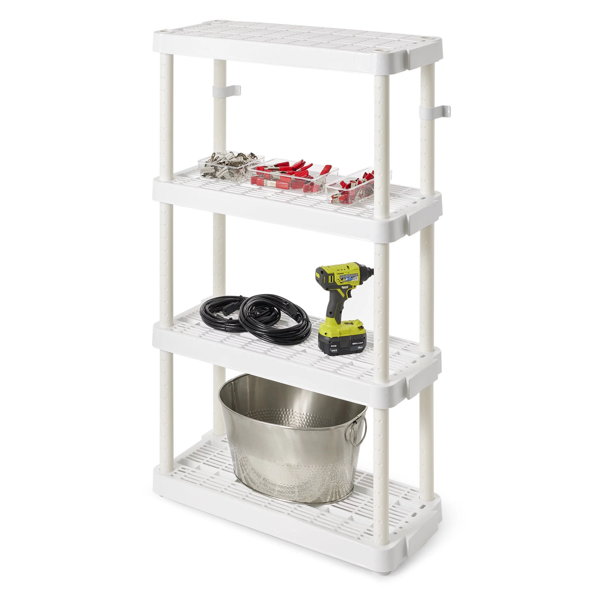 White 4 Shelf Adjustable Height Storage Unit (2 Pack) R681014