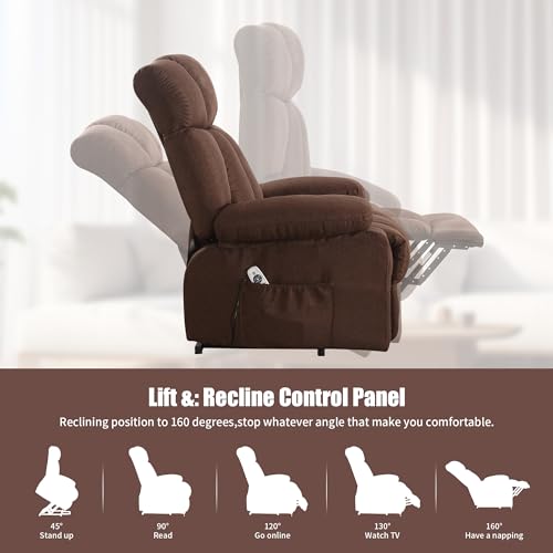 Oversized Blue Fabric Electric Power Lift Recliner Chair with Massage and Heat D199