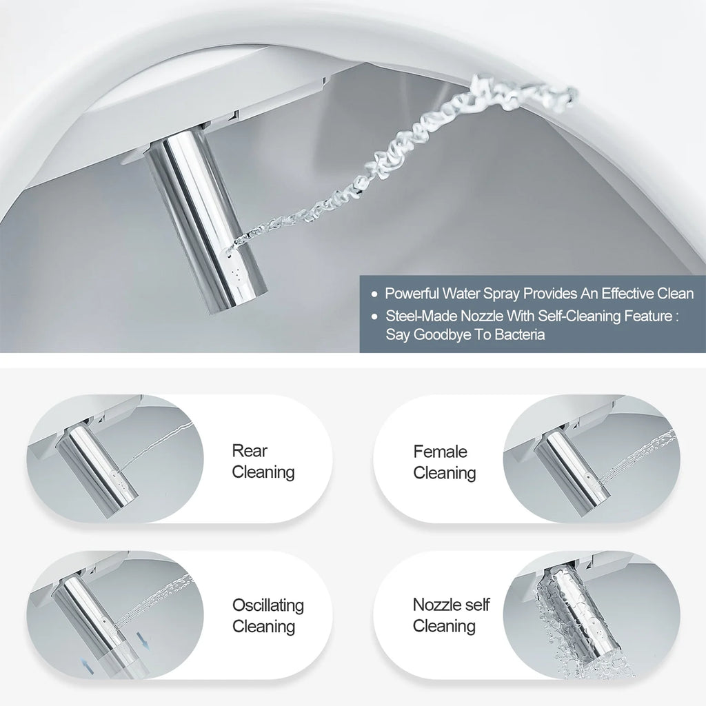 Elongated Smart Bidet Toilet Seat with Warm Air Dryer D721