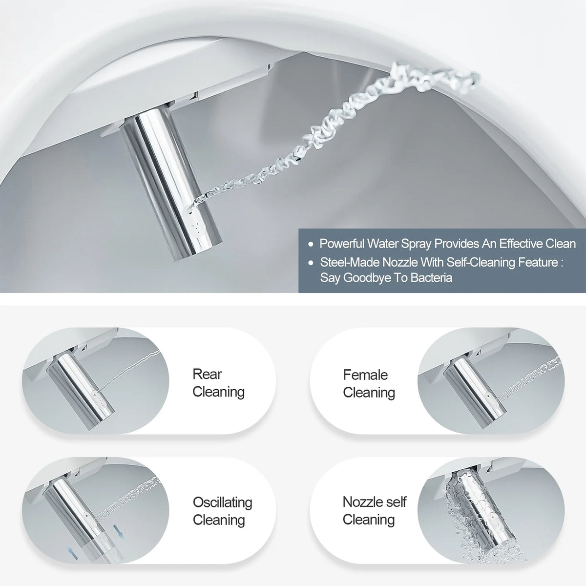 Elongated Smart Bidet Toilet Seat with Warm Air Dryer D721