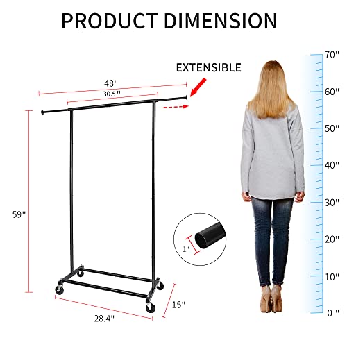 Black Rolling Clothing Garment Rack with Lockable Wheels H51512