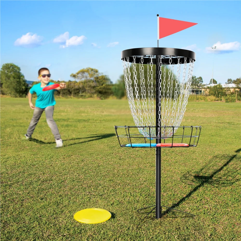 Black Disc Golf Goal with Carrying Bag and 3 Discs W621913
