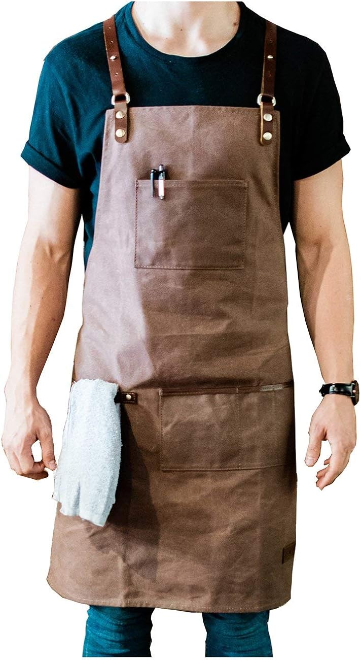Leather and Canvas Adjustable Work Apron Pack of 2 O418854