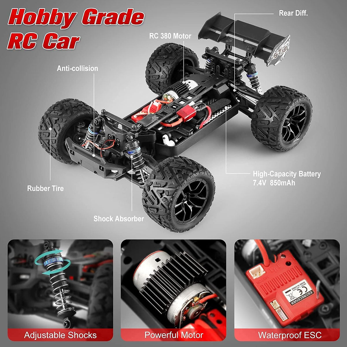 1:18 Scale 4WD Remote Control Truck with 2 Rechargeable Batteries K94425