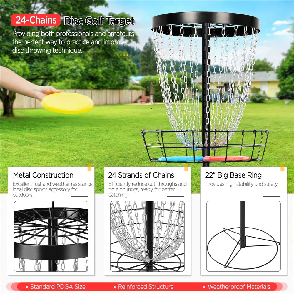 Black Disc Golf Goal with Carrying Bag and 3 Discs W621913