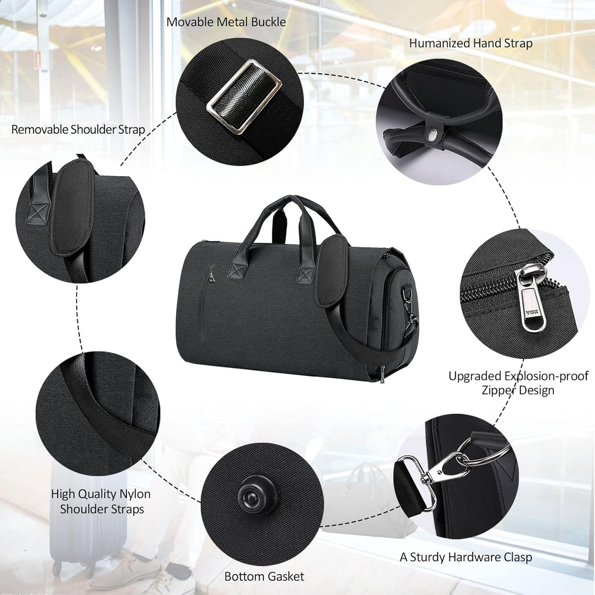 Convertible Garment Duffel Bag with Shoe Compartment Q237