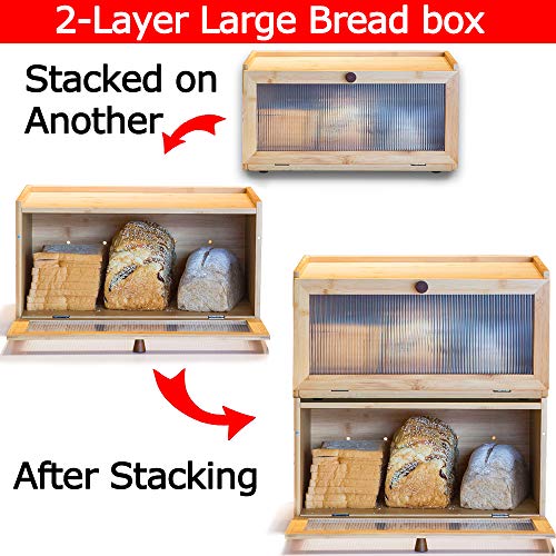 Large Farmhouse Bamboo Bread Box with Window F2464