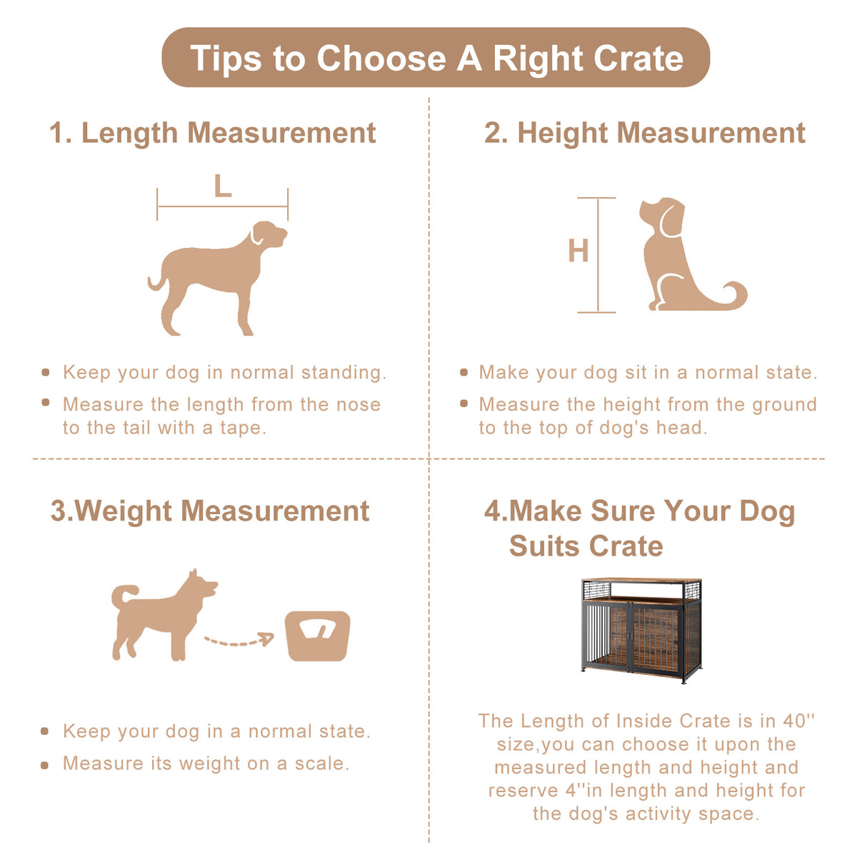 41" Wooden Dog Crate with Storage Side End Table J967246