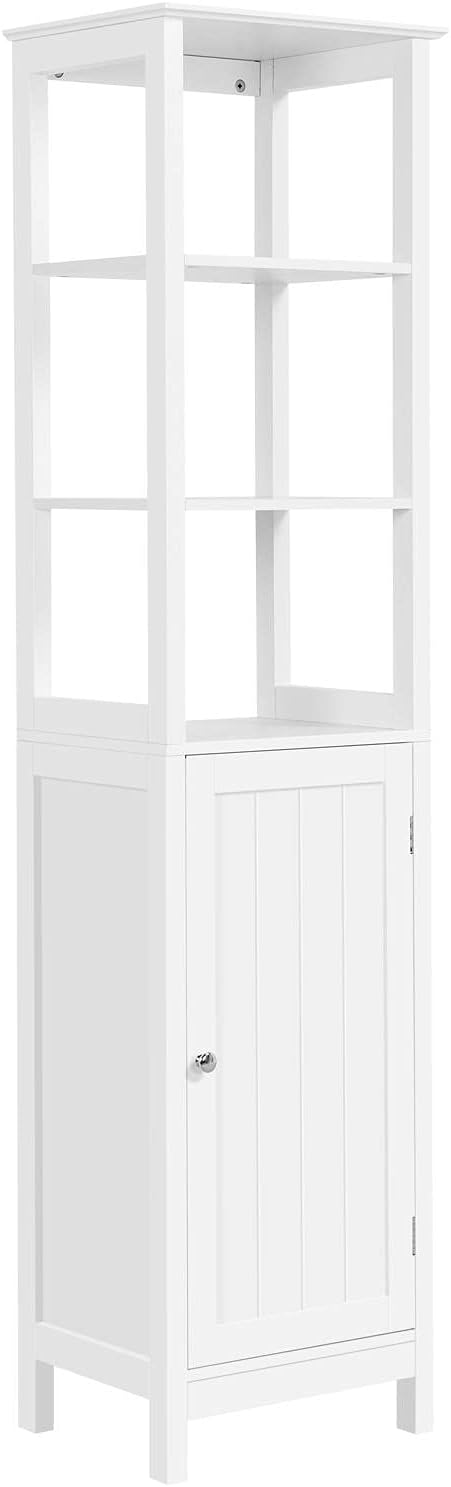 White 3 Tier Wooden Bathroom Floor Cabinet K79447