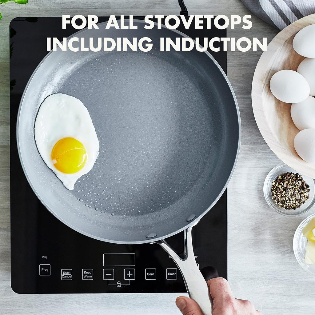 Gray Hard Anodized Ceramic Nonstick 10" Frying Pan with Lid A180