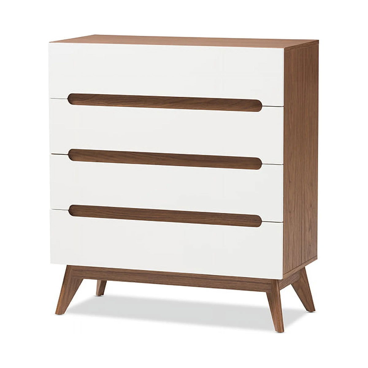 White and Walnut Wood 4-Drawer Storage Chest E32915