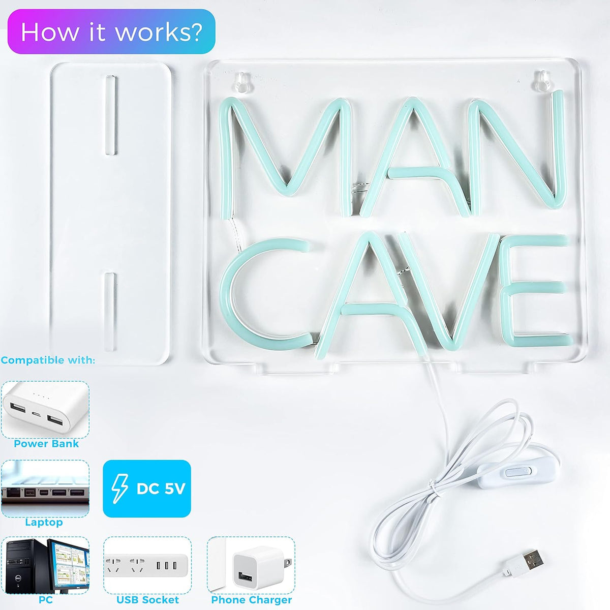 Pack of 2 Acrylic Neon Sign Light G817009