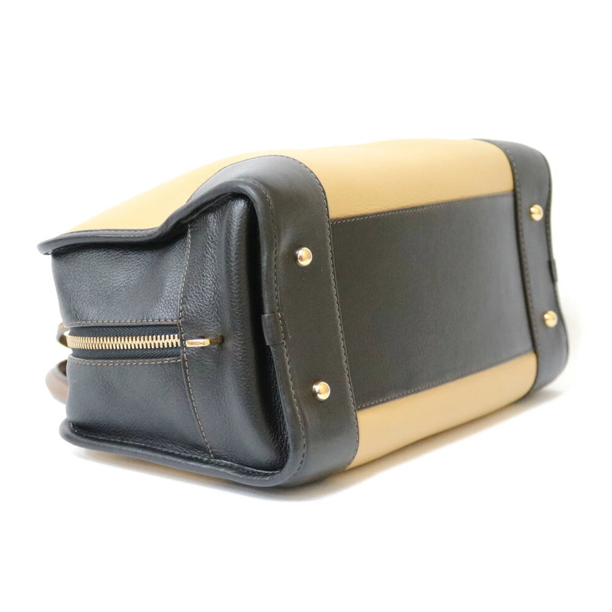 Pre-Owned Beige Brown Leather Handbag Y9180