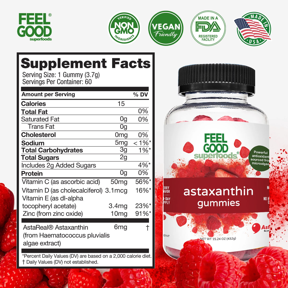 6mg Antioxidant Gummies, Berry Flavor, Vegan, Non-GMO, 60 Count G469158