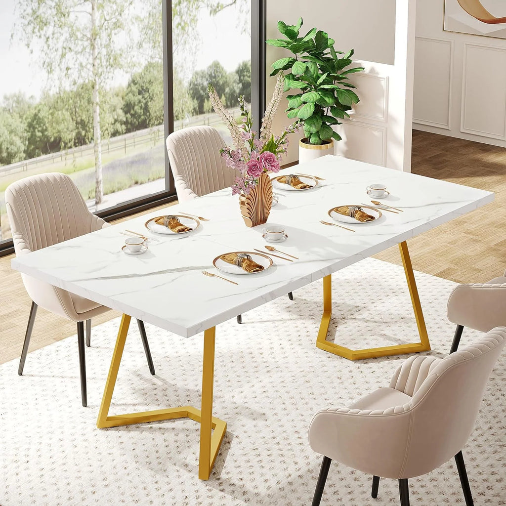 55" Faux Marble Rectangular Dining Table E339