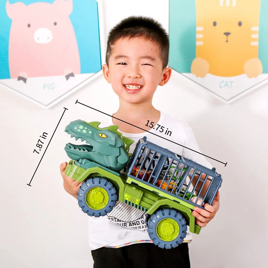 Dinosaur Transport Car Carrier Truck with 15 Dinosaurs P79374