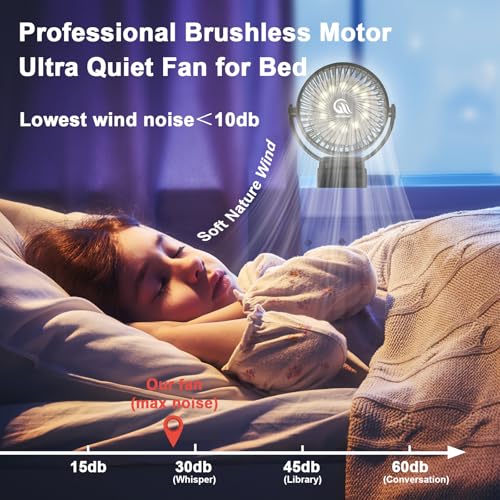 Portable Fan with Remote Control, Timer, LED Lights, 12000mAh USB Rechargeable Battery, Clamp/Hanging/Stand Up J496