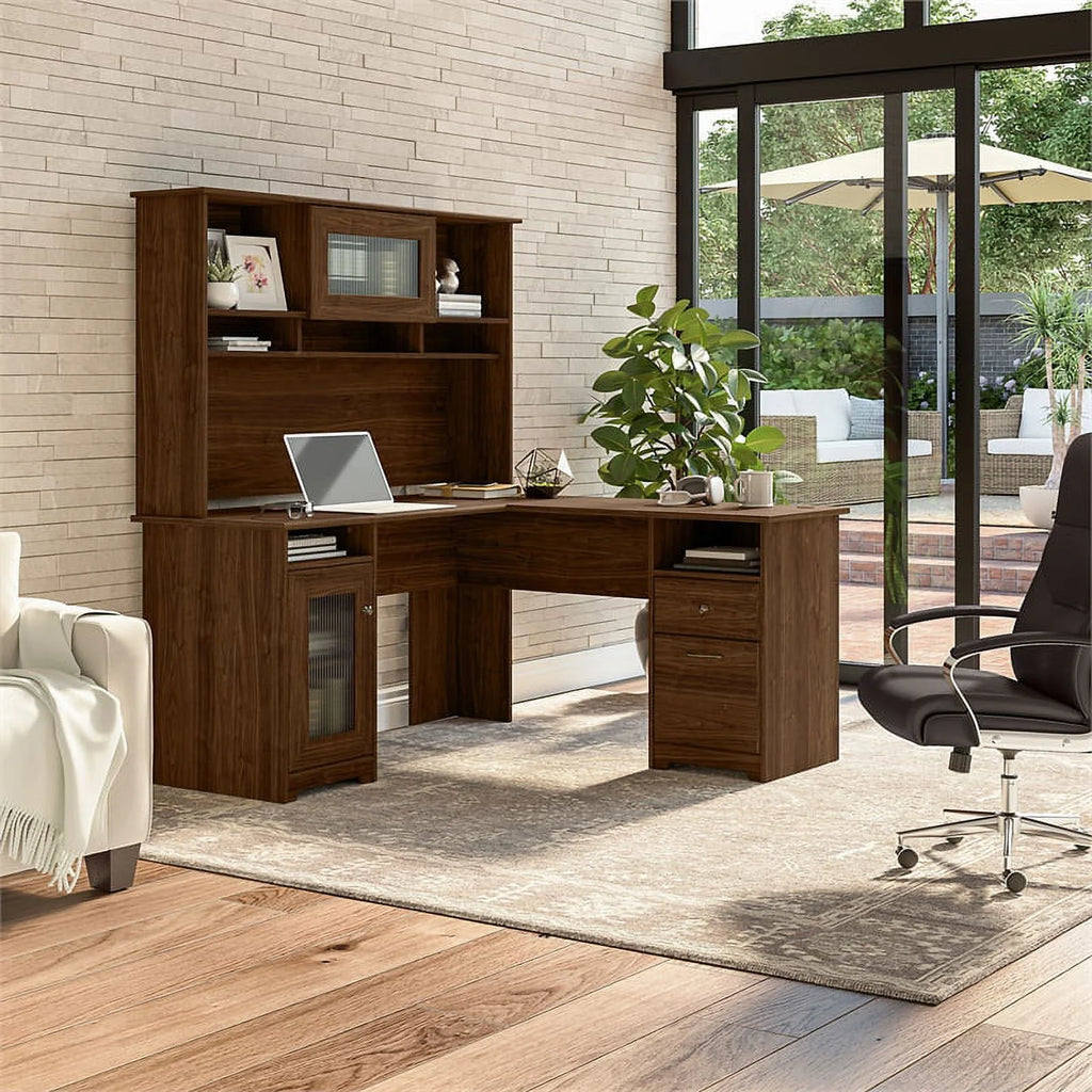 L Shaped Computer Desk with Hutch Z3446