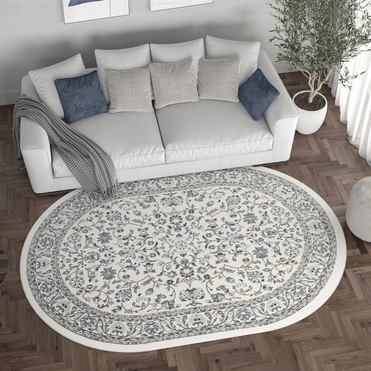 5x8 Oval Cream Area Rug Z853817